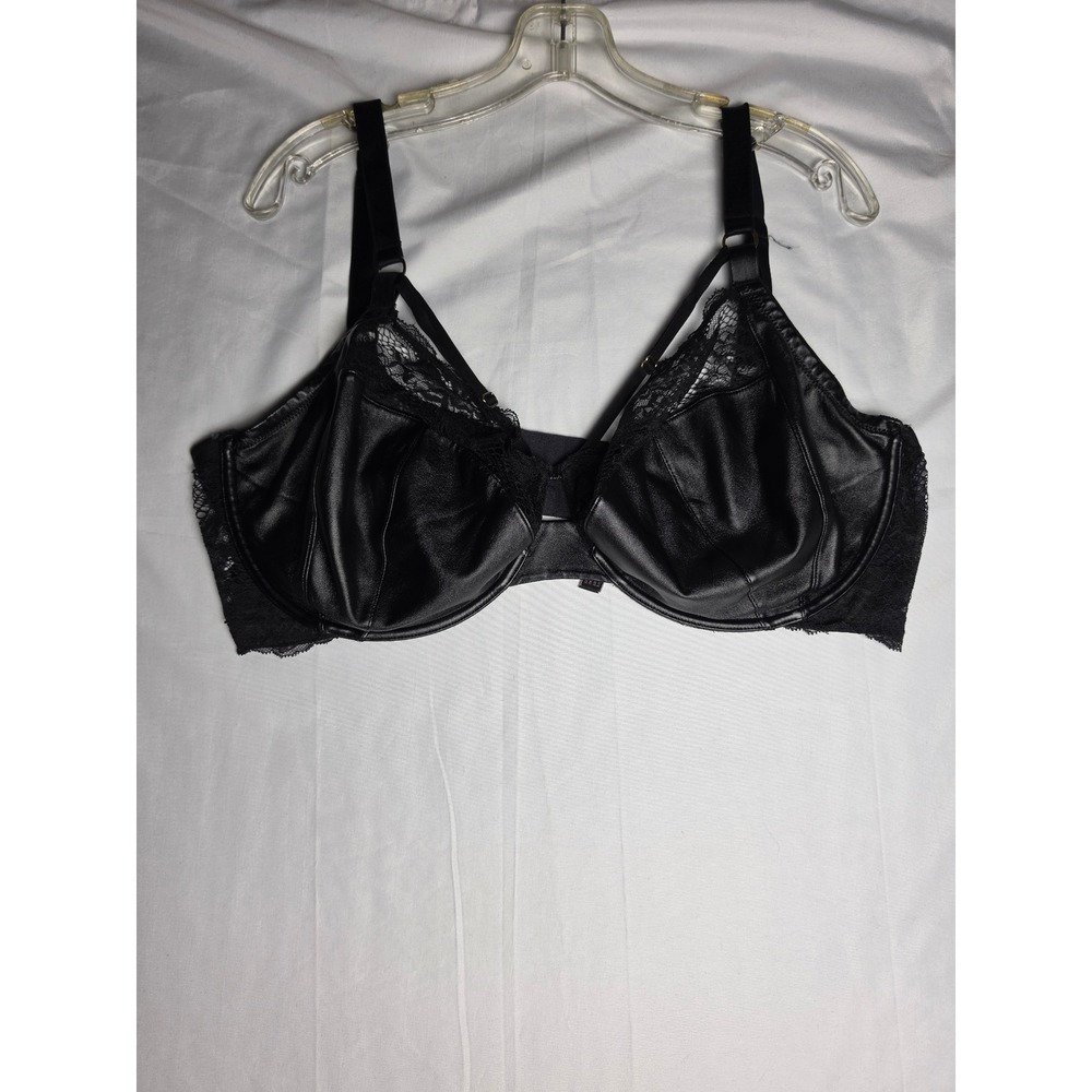Victorias Secret Very Sexy Faux Leather Lace Demi Bra Black 42G Underwire